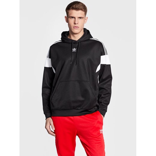 adidas Bluza Adicolor Classics Cut Line Hoodie HS2065 Czarny Loose Fit ze sklepu MODIVO w kategorii Bluzy męskie - zdjęcie 182658503