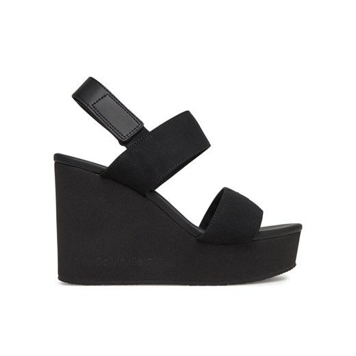 Calvin Klein Jeans Sandały Wedge Sandal Webbing In YW0YW01790 Czarny ze sklepu MODIVO w kategorii Sandały damskie - zdjęcie 182658691