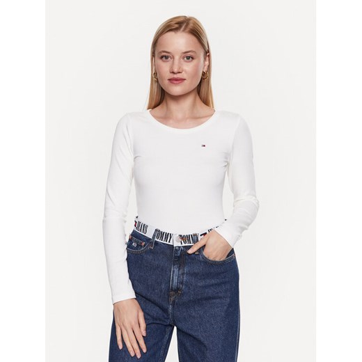 Tommy Hilfiger Bluzka WW0WW38869 Biały Slim Fit ze sklepu MODIVO w kategorii Bluzki damskie - zdjęcie 182658724