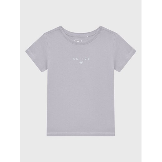 4F T-Shirt HJZ22-JTSD002 Szary Regular Fit ze sklepu MODIVO w kategorii Bluzki dziewczęce - zdjęcie 182658803