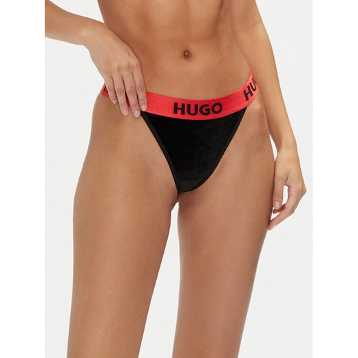 Hugo Stringi Velvet 50527163 Czarny ze sklepu MODIVO w kategorii Majtki damskie - zdjęcie 182658874