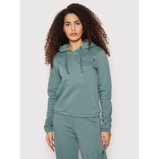 adidas Bluza HE4733 Zielony Regular Fit ze sklepu MODIVO w kategorii Bluzy damskie - zdjęcie 182658893