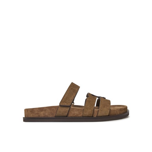 Tory Burch Klapki Ines Sport Slide 163481 Brązowy ze sklepu MODIVO w kategorii Klapki damskie - zdjęcie 182658980