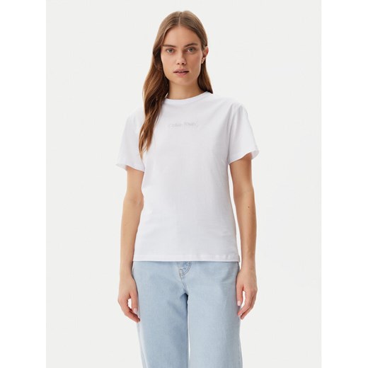 Calvin Klein T-Shirt K20K208294 Biały Regular Fit ze sklepu MODIVO w kategorii Bluzki damskie - zdjęcie 182659080