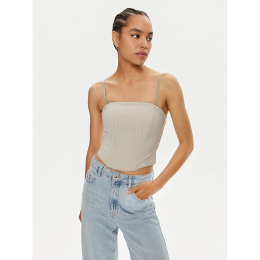 Patrizia Pepe Top 8C0729 A457-FE81 Szary Slim Fit ze sklepu MODIVO w kategorii Bluzki damskie - zdjęcie 182659100