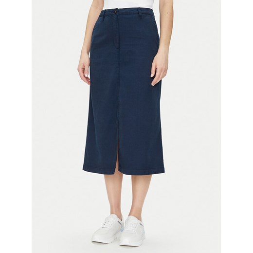 Tommy Hilfiger Spódnica midi Co Blend Midi Skirt WW0WW44726 Granatowy Regular Fit ze sklepu MODIVO w kategorii Spódnice - zdjęcie 182659120