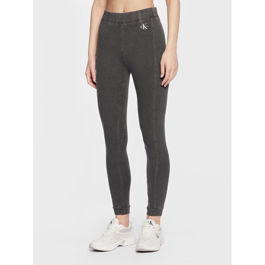Calvin Klein Jeans Legginsy J20J220542 Szary Slim Fit ze sklepu MODIVO w kategorii Spodnie damskie - zdjęcie 182659261
