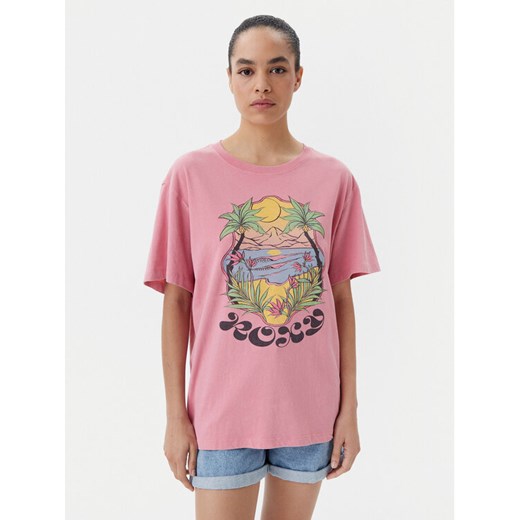 Roxy T-Shirt ERJZT05905 Różowy Oversize ze sklepu MODIVO w kategorii Bluzki damskie - zdjęcie 182659533