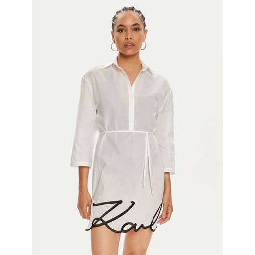 KARL LAGERFELD Sukienka plażowa 240W2205 Biały Regular Fit ze sklepu MODIVO w kategorii Odzież plażowa - zdjęcie 182659642