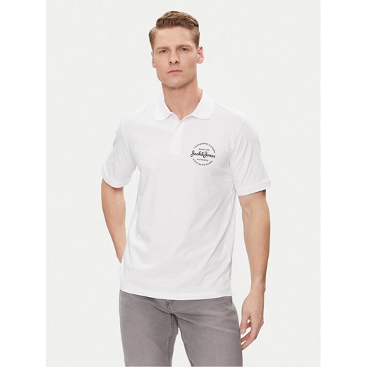 Jack&Jones Polo Forest 12248621 Biały Standard Fit ze sklepu MODIVO w kategorii T-shirty męskie - zdjęcie 182659811