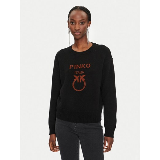 Pinko Sweter Logo 100414 Y7Z4 Czarny Regular Fit ze sklepu MODIVO w kategorii Swetry damskie - zdjęcie 182660033