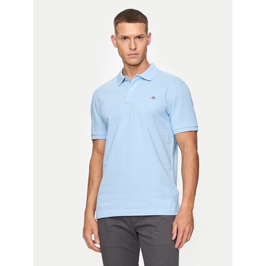 Gant Polo Shield 2220 Niebieski Slim Fit ze sklepu MODIVO w kategorii T-shirty męskie - zdjęcie 182660160