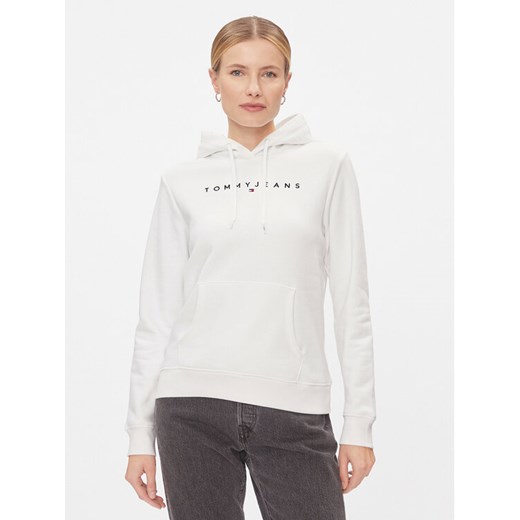 Tommy Jeans Bluza Linear DW0DW17324 Biały Regular Fit ze sklepu MODIVO w kategorii Bluzy damskie - zdjęcie 182660210