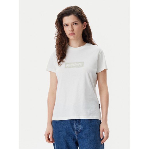 Napapijri T-Shirt NP0A4IP1 Biały Regular Fit ze sklepu MODIVO w kategorii Bluzki damskie - zdjęcie 182660322