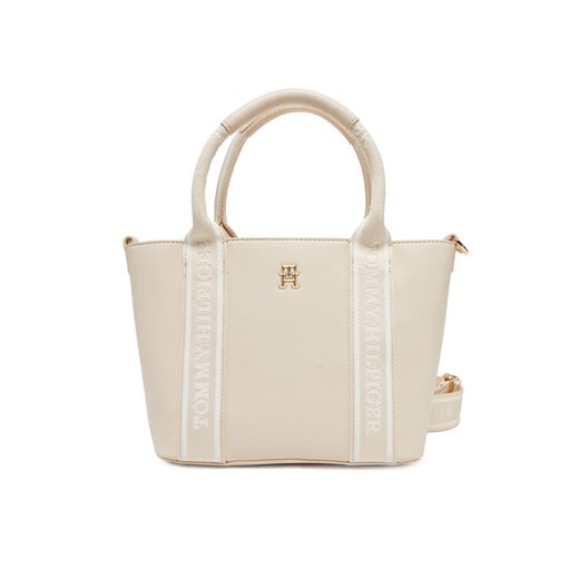 Tommy Hilfiger Torebka Th Logotape Mini Tote AW0AW17201 Écru ze sklepu MODIVO w kategorii Torebki damskie - zdjęcie 182660333
