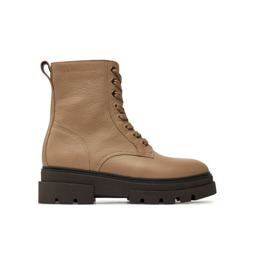 Tommy Hilfiger Botki Bicolor Leather Lace-Up FW0FW08160 Beżowy ze sklepu MODIVO w kategorii Botki - zdjęcie 182660604