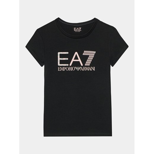 EA7 Emporio Armani T-Shirt 6RFT15 FJ2HZ 1200 Czarny Regular Fit ze sklepu MODIVO w kategorii T-shirty chłopięce - zdjęcie 182660674