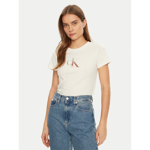Calvin Klein Jeans T-Shirt Gradient J20J224982 Écru Slim Fit ze sklepu MODIVO w kategorii Bluzki damskie - zdjęcie 182660751
