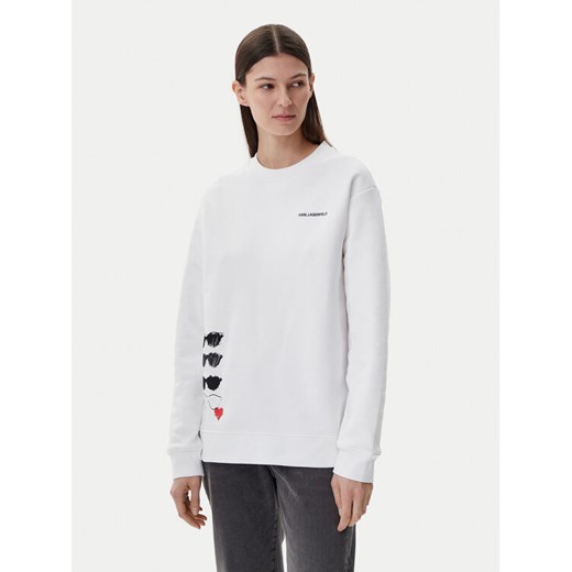 Karl Lagerfeld Jeans Bluza A1W20076 Biały Relaxed Fit ze sklepu MODIVO w kategorii Bluzy damskie - zdjęcie 182660783