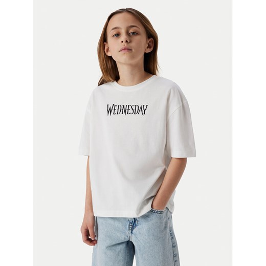 NAME IT T-Shirt Farra Wednesday 13240881 Biały Standard Fit ze sklepu MODIVO w kategorii Bluzki dziewczęce - zdjęcie 182661041