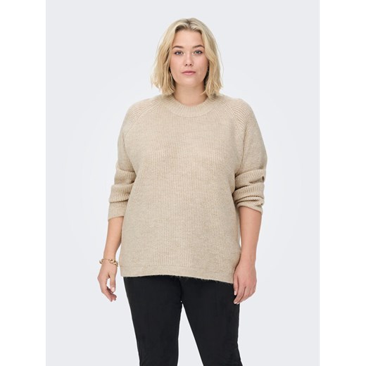 ONLY Carmakoma Sweter 15283136 Beżowy Regular Fit ze sklepu MODIVO w kategorii Swetry damskie - zdjęcie 182661150