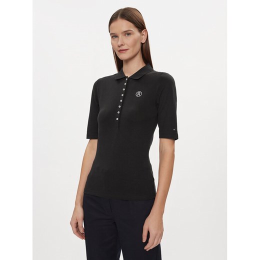 Tommy Hilfiger Polo WW0WW39820 Czarny Slim Fit ze sklepu MODIVO w kategorii Bluzki damskie - zdjęcie 182661161
