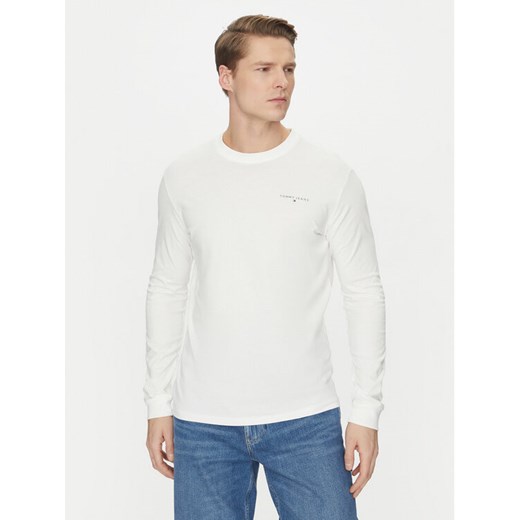 Tommy Jeans Longsleeve Linear DM0DM21138 Biały Slim Fit ze sklepu MODIVO w kategorii T-shirty męskie - zdjęcie 182661180