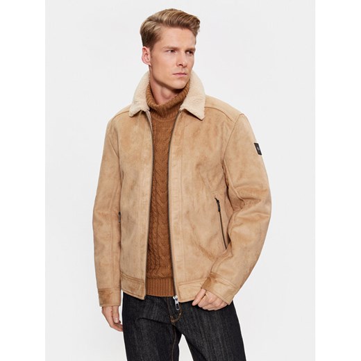 Tom Tailor Kurtka z imitacji skóry 1037361 Beżowy Regular Fit ze sklepu MODIVO w kategorii Kurtki męskie - zdjęcie 182661182