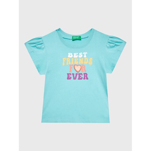 United Colors Of Benetton T-Shirt 3096G107Z Zielony Regular Fit ze sklepu MODIVO w kategorii Bluzki dziewczęce - zdjęcie 182661333