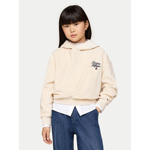 Tommy Hilfiger Bluza Script KG0KG08192 Beżowy Regular Fit ze sklepu MODIVO w kategorii Bluzy dziewczęce - zdjęcie 182661382