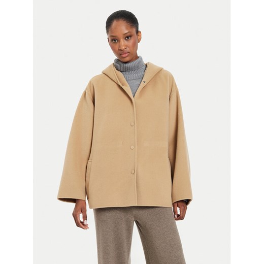 Weekend Max Mara Płaszcz wełniany Gennaio 2425086021 Beżowy Regular Fit ze sklepu MODIVO w kategorii Płaszcze damskie - zdjęcie 182661393