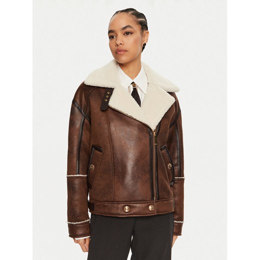 Elisabetta Franchi Kożuch CP-60A-46E2-V960 Brązowy Regular Fit ze sklepu MODIVO w kategorii Kożuchy - zdjęcie 182661514