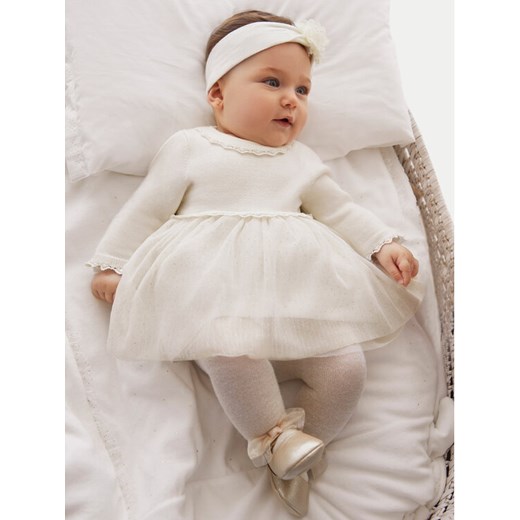 Mayoral Sukienka elegancka 2806 Écru Regular Fit ze sklepu MODIVO w kategorii Sukienki niemowlęce - zdjęcie 182661540