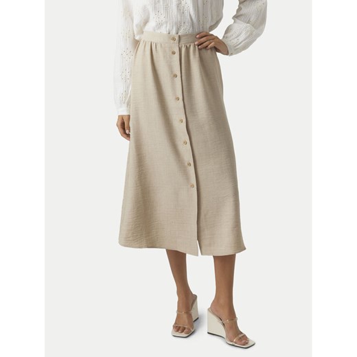 Vero Moda Spódnica midi Melaney 10304134 Beżowy Regular Fit ze sklepu MODIVO w kategorii Spódnice - zdjęcie 182661552