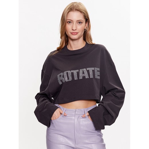 ROTATE Bluzka Rhinestone Tyra 7003211959 Szary Cropped Fit ze sklepu MODIVO w kategorii Bluzki damskie - zdjęcie 182661781