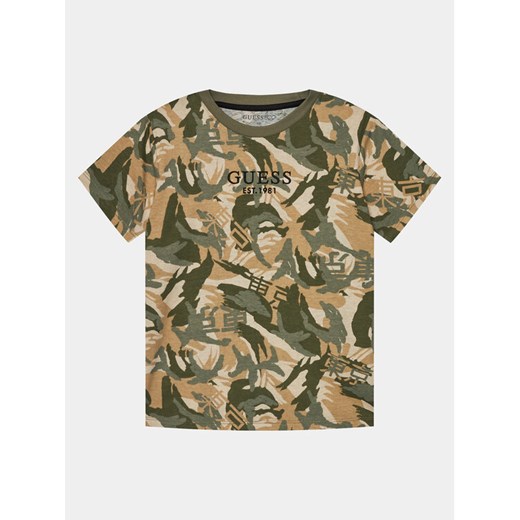 Guess T-Shirt L4RI13 K8HM3 Khaki Regular Fit ze sklepu MODIVO w kategorii T-shirty chłopięce - zdjęcie 182661931