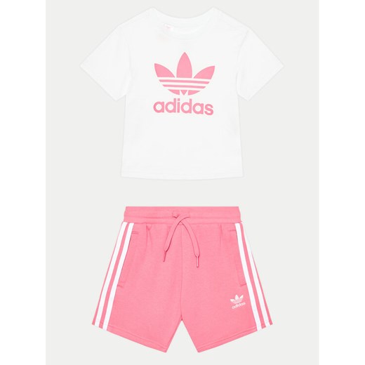 adidas Komplet t-shirt i spodenki adicolor JE1612 Różowy Regular Fit ze sklepu MODIVO w kategorii Komplety dziewczęce - zdjęcie 182661992