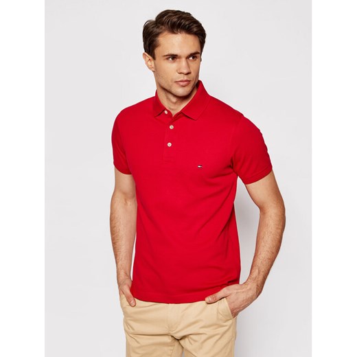 Tommy Hilfiger Polo 1985 MW0MW17771 Czerwony Slim Fit ze sklepu MODIVO w kategorii T-shirty męskie - zdjęcie 182662091