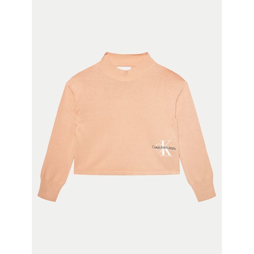 Calvin Klein Jeans Sweter Monogram IG0IG02548 Różowy Regular Fit ze sklepu MODIVO w kategorii Swetry dziewczęce - zdjęcie 182662101