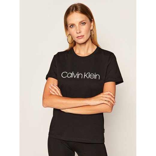 Calvin Klein T-Shirt Core Logo K20K202142 Czarny Regular Fit ze sklepu MODIVO w kategorii Bluzki damskie - zdjęcie 182662144