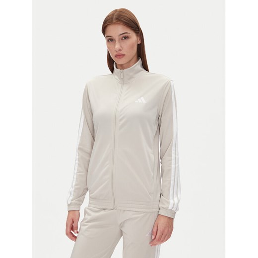 adidas Bluza Tricot 3-Stripes JD4521 Beżowy Regular Fit ze sklepu MODIVO w kategorii Bluzy damskie - zdjęcie 182662241