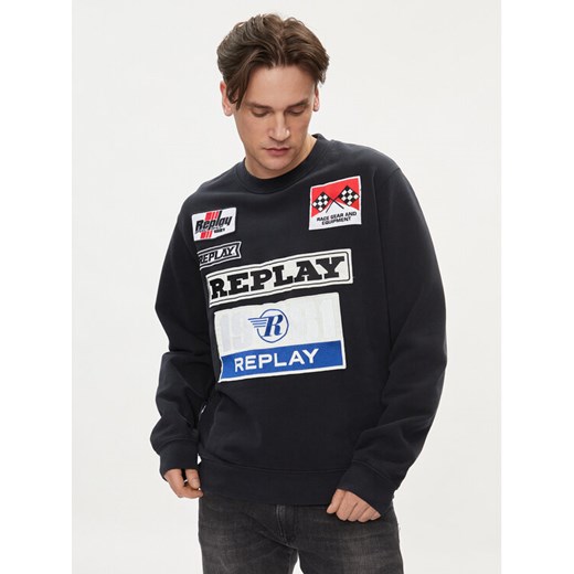 Replay Bluza M6718.000.22890CS Czarny Regular Fit ze sklepu MODIVO w kategorii Bluzy męskie - zdjęcie 182662412