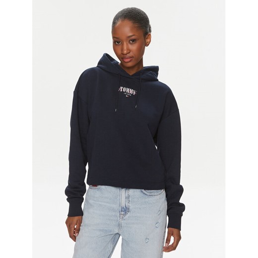 Tommy Jeans Bluza Essential Logo DW0DW17797 Granatowy Relaxed Fit ze sklepu MODIVO w kategorii Bluzy damskie - zdjęcie 182662483
