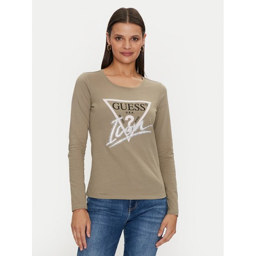 Guess Bluzka Icon W4YI33 I3Z14 Zielony Slim Fit ze sklepu MODIVO w kategorii Bluzki damskie - zdjęcie 182662521