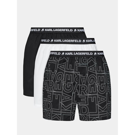 KARL LAGERFELD Komplet 3 par bokserek Aop Woven Boxer Short (X3) 235M2108 Czarny ze sklepu MODIVO w kategorii Majtki męskie - zdjęcie 182662620
