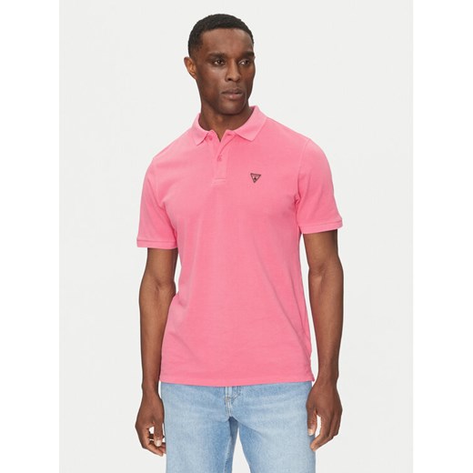 Guess Polo F5GP00 K9WF1 Różowy Regular Fit ze sklepu MODIVO w kategorii T-shirty męskie - zdjęcie 182662681