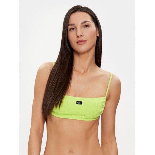 Calvin Klein Swimwear Góra od bikini KW0KW02395 Zielony ze sklepu MODIVO w kategorii Stroje kąpielowe - zdjęcie 182663170