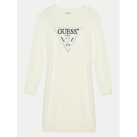 Guess Sukienka dzianinowa J4BK11 Z3K20 Écru Regular Fit ze sklepu MODIVO w kategorii Sukienki dziewczęce - zdjęcie 182663180
