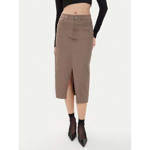 ONLY Spódnica jeansowa Lola 15318146 Brązowy Regular Fit ze sklepu MODIVO w kategorii Spódnice - zdjęcie 182663290