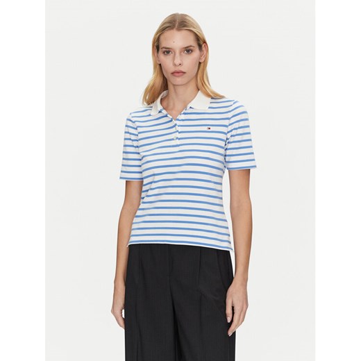 Tommy Hilfiger Polo 1985 WW0WW43224 Błękitny Regular Fit ze sklepu MODIVO w kategorii Bluzki damskie - zdjęcie 182663371